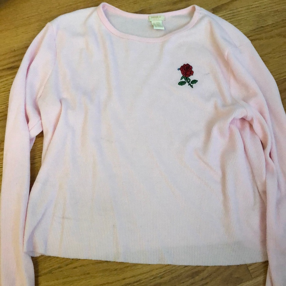 forever 21 girls light pink long sleeve top 13/14